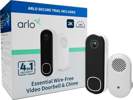 Arlo Essential 2K Videodørklokke med Chime - Sort Arlo Essential 2K Videodørklokke med Chime - Sort
