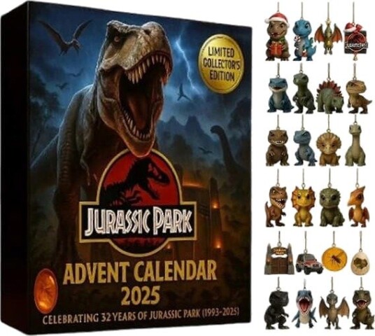 2026 Jurassic Park kalender Jul Dinosaur Adventskalender 24 dager Akryl