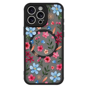 iPhone 16 Pro Stilig beskyttende magnetisk deksel fargerike blomster