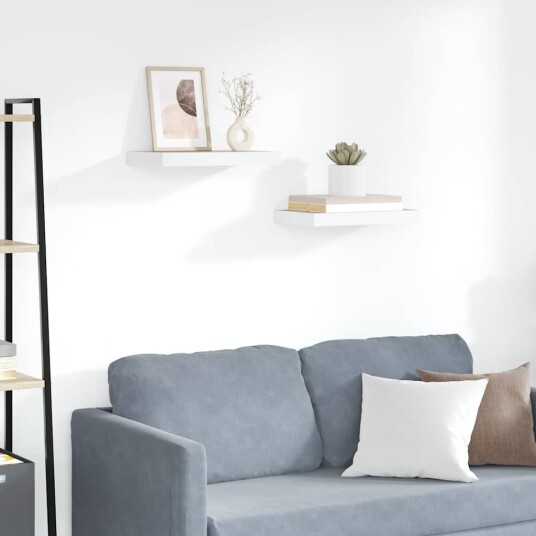 Flytende vegghyller 2 stk eik og hvit 40x23,5x3,8 cm MDF 8720286416723