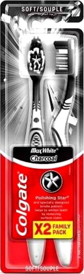 Colgate Max White Charcoal tannbørster 2 stk.