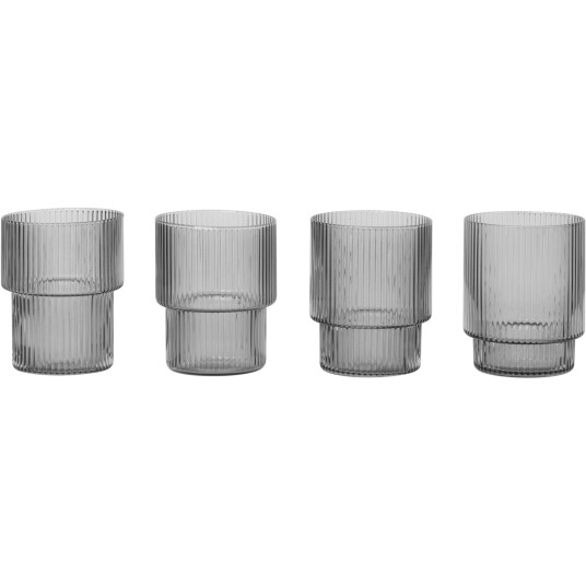ferm LIVING Ripple espressoglass 6 cl 4-pakning Smoked grey ferm LIVING Ripple espressoglass 6 cl 4-pakning Smoked grey