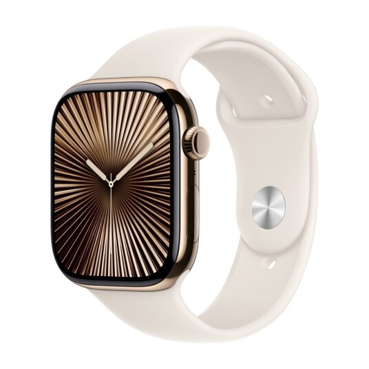 Apple Watch S10 46mm GPS+Cel gulltitan/stjerneskinn Sport Band M/L