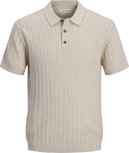 Jack & Jones Jjeemil Knit Cable Polo Ss Ln Cream L
