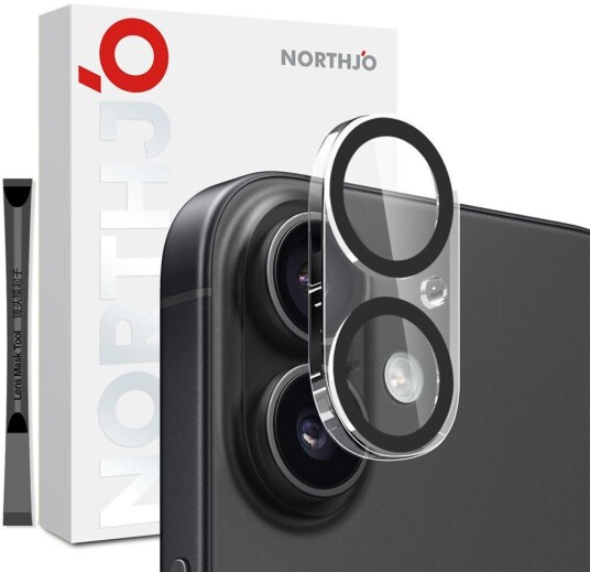 NORTHJO iPhone 17 Herdet Kameralinse Glass Gjennomsiktig / Svart