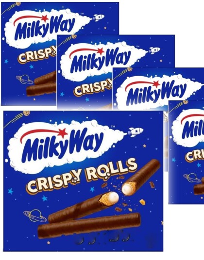 14 stk 5 Packs Milky Way Crispy Rolls   Sjokoladedekkede Kjeksstenger med Fyll   Hel Eske 1,57 kg