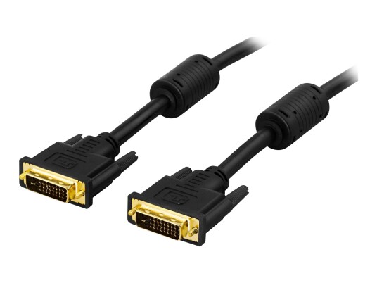 Deltaco DVI-kabel 1m Dual Link DVI-D Hann-Hann Gullbelagt Svart