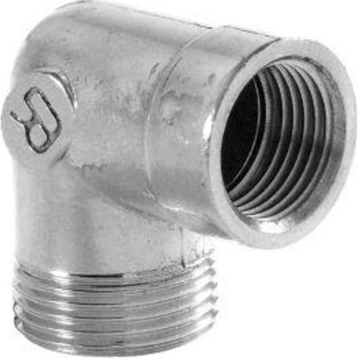 Messing albue muffe/nippel krom 1/2"