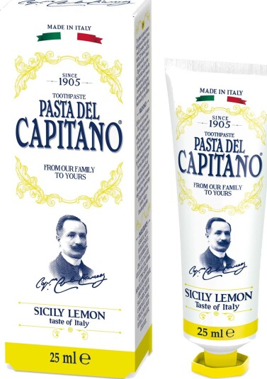 Pasta del Capitano Sicily Lemon Tannkrem 25 ml  Frisk italiensk sitronsmak i praktisk reisestørrelse