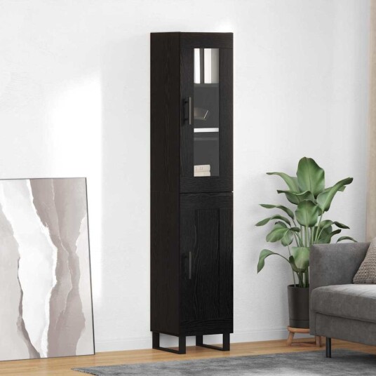 Høyskap Svart Eik 69,5 x 34 x 180 cm Konstruert tre