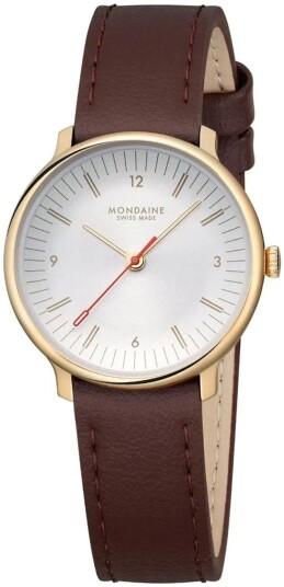 Mondaine Dameklokke MLE.33110.LGV Doppio Sølvfarget/Lær Ø33 mm