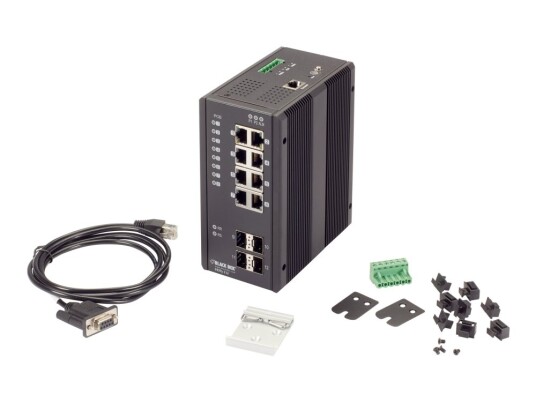 Black Box Industrial Managed Ethernet Poe+ Switch - Switch - Styrt - 8 X 10/100/1000 (Poe+) + 4 X Sfp - Stasjonær, Din-Skinnemonterbar, Veggmonterbar - Poe+