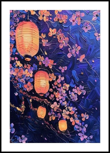 Lantern Blossom Night Plakat Plakat / 50x70cm