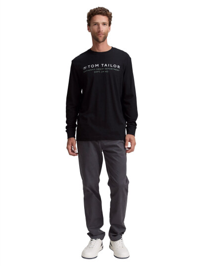 Tom Tailor Printed Longsleeve - Black - XXL Tom Tailor Printed Longsleeve - Black - XXL