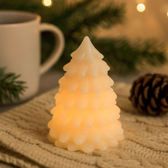 LED Juletrelys blinkende flammeeffekt hvit   Høyde 9,5cm Ø7cm ekte stearin