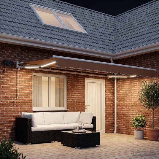 vidaXL Manuell markiseramme med LEDs sand 4 × 3,5 m