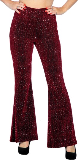 Discobukser Utsvingte Glitter Rød Dame - Large