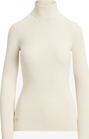 Lauren Ralph Lauren Polohals Stretch Cotton Modl Sweater Pullover Natur
