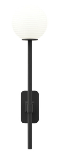 Astro Tacoma Single Grande Vegglampe Matt Sort & Grooved Skjerm Opal