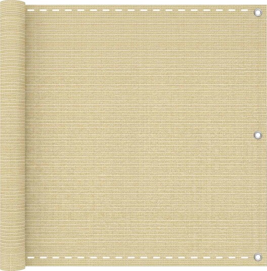 vidaXL Balkong Skjerm Beige 75 x 700 cm HDPE og Aluminium
