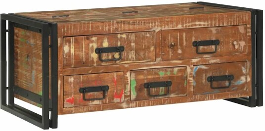 vidaXL Kaffebord with Drawer Brun 90 x 50 x 38 cm gjenvunnet heltre