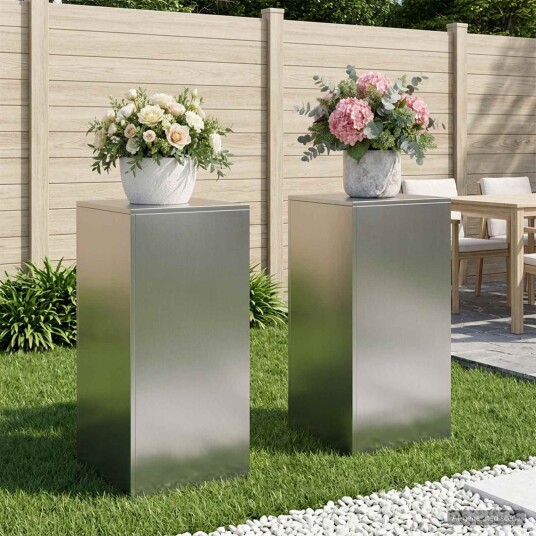 vidaXL Planteholder 2 pcs Sølv 40 x 40 x 80 cm Rustfritt stål