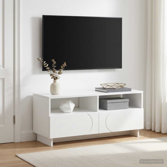 vidaXL TV benk 90 x 34.5 x 40 cm Hvit Konstruert tre