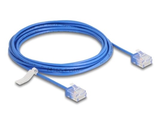 Delock Rj45 Nettverkskabel Cat.6 Utp Ultra Slim 3 M Blå Med Korte Plugger