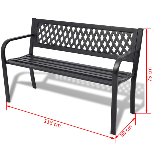 vidaXL Hagebenk 118 cm stål svart vidaXL Hagebenk 118 cm stål svart