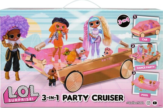 MGA Entertainment L.O.L. Surprise! 3 in 1 Party Cruiser Dukke bil 4 år Batterier kreves