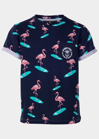 Blount & Pool Tropical Pocket Tee Jr Navy Surfing Flamingo 90 Strandklær