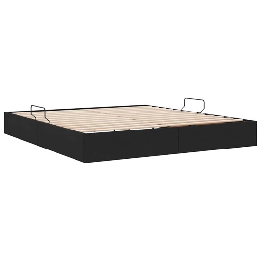 Seng med Oppbevaring med madrass Svart 180 x 200 cm stoff