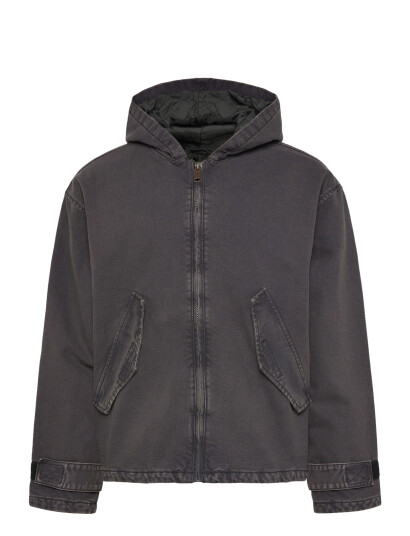 Weekday Loose Hooded Canvas Jacket Grey L Weekday Loose Hooded Canvas Jacket Grey L