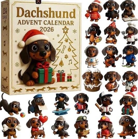 2026 3D valp adventskalender 2026 24 dagers nedtellingskalender til jul med samleobjekter av hundefigurer søt juledekorasjonsgave til kjæledyrelskere