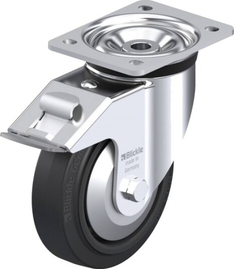 Blickle 737089 Lk-Poev 160Ka-Fi-Fa Styrehjul Med Brems, Hjuldiameter 160 Mm, Bæreevne (Maks) 400 Kg, 1 Stk