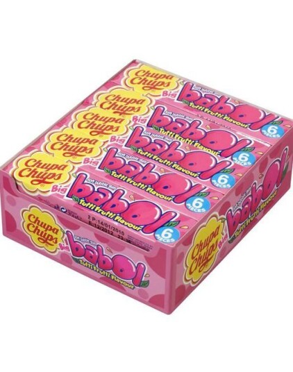 20 x 6 pk Chupa Chups Babol Tyggegummi med Tuttifruttismak Hel eske