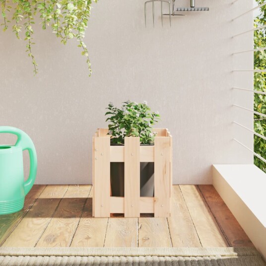 Plantekasse med gjerdedesign 30x30x30 cm heltre furu