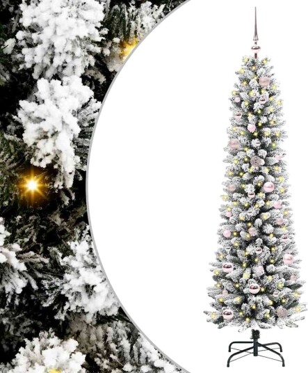 Kunstig juletre Grønn og hvit 150 cm PVC og Metall og Plast Kunstig juletre Grønn og hvit 150 cm PVC og Metall og Plast