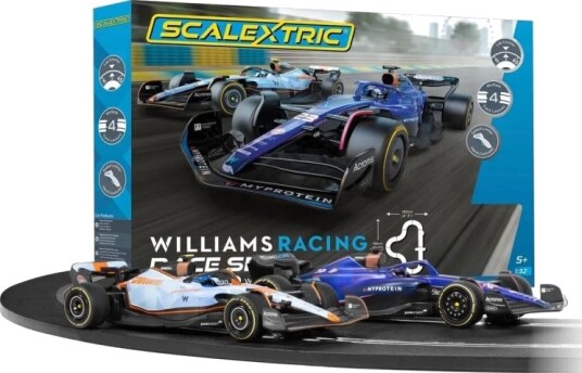 Scalextric Williams Racing 1:32 Race Sett med Alex Albon og Logan Sargeant Scalextric Williams Racing 1:32 Race Sett med Alex Albon og Logan Sargeant