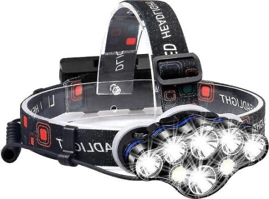 Oppladbar LED-hodelykt, 40 000 lm, vanntett, USB