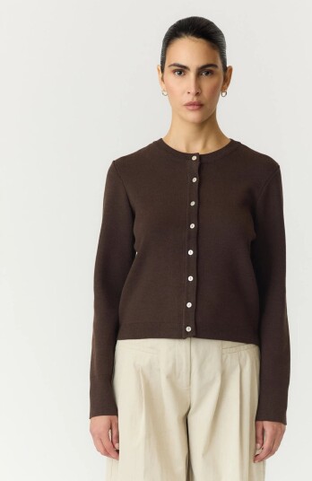 Y.A.S Elena Long Sleeve Knit Cardigan Brun XL