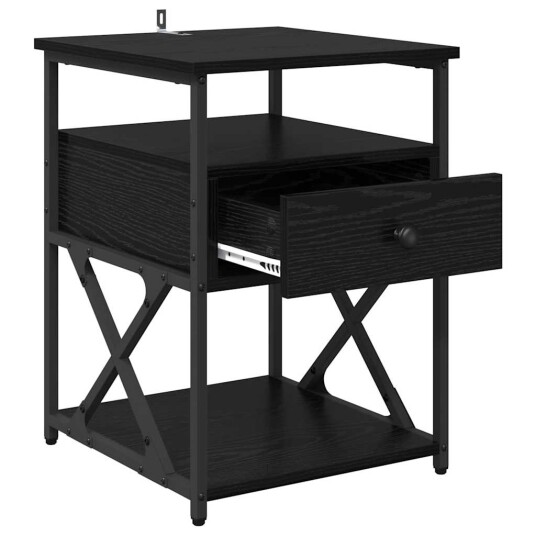  Nattbordskap 2 pcs Svart eik 40 x 42 x 55 cm Konstruert tre
