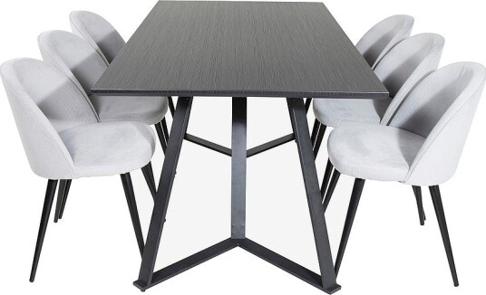Venture Home   Spisegruppe Maggie med 6 stk spisestoler Valleta   Svart