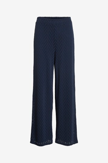 Vila - Bukser viDelaia HW Wide Pants/pb - Blå