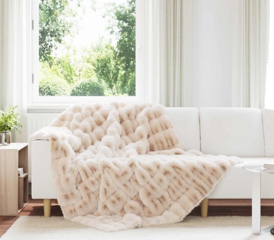  Faux kaninullteppe 4 pcs Beige 150 x 220 cm Polyester