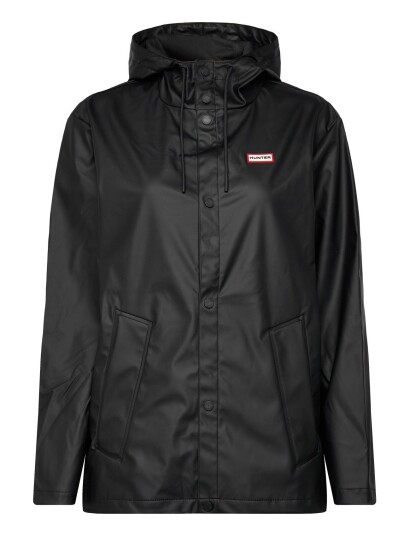 Hunter Izzy Pu Hooded Jacket   Black   XS