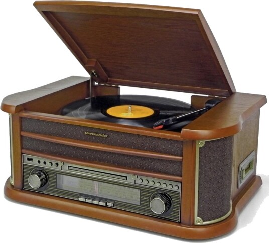 Soundmaster NR560 Retro Musikksenter med Platespiller og Bluetooth, Brun Soundmaster NR560 Retro Musikksenter med Platespiller og Bluetooth, Brun