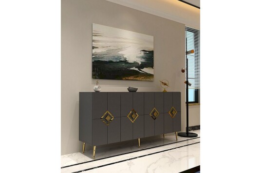 Cleryn Konsollbord 150 cm Antrasitt/Gull