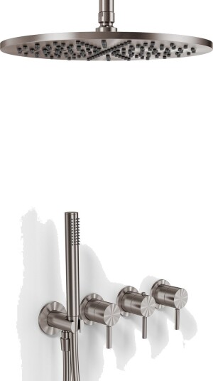 Semplice STB801 S10 Rain Delux Smartterm Ø30cm Easyclean Tak PVD Børstet Stål Dusjsett