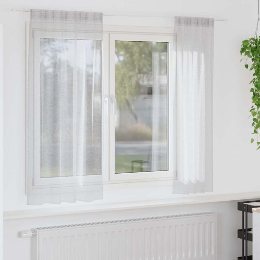Gardiner med gardiner 2 pcs Lysegrå Polyester